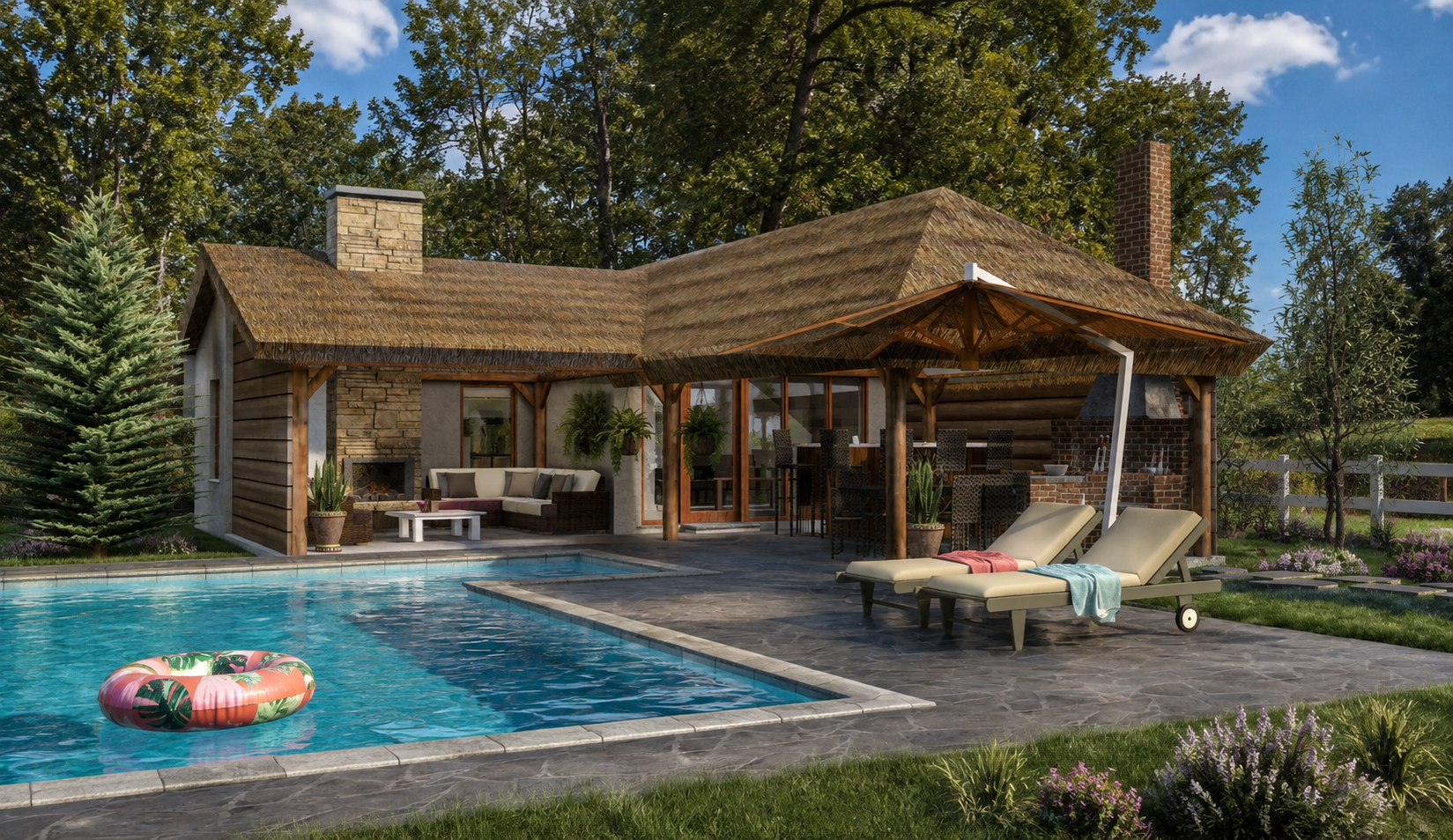Poolhouse met lapa en zwembad